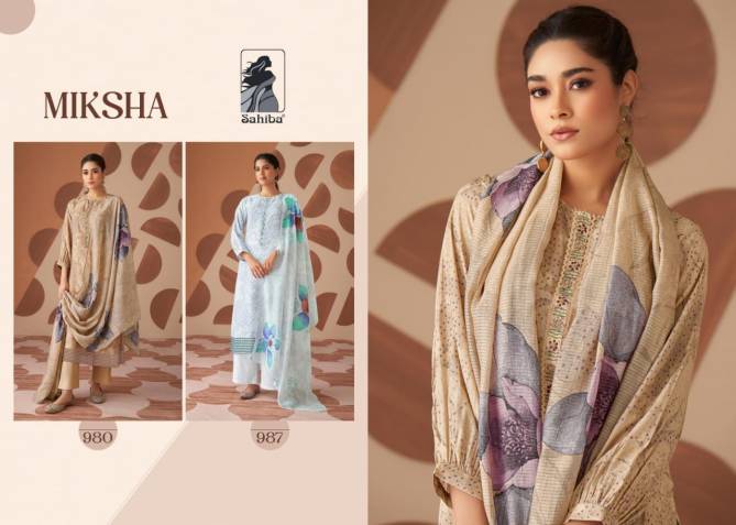 Miksha By Sahiba Muslin Silk Digital Printed Dress Material Wholesale Clothing Suppliers In India